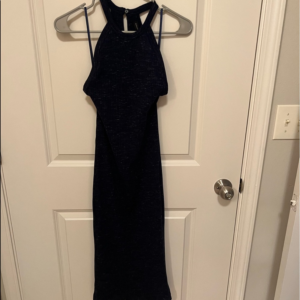 Vestido Banana Republic Midi Spacedye Ribbed Tank Navy Size M NWT
